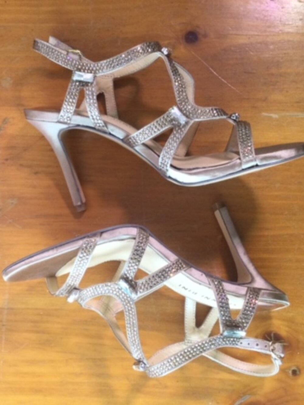 Gianni Bini Champagne Rhinestone Evening Sandals 7.5M